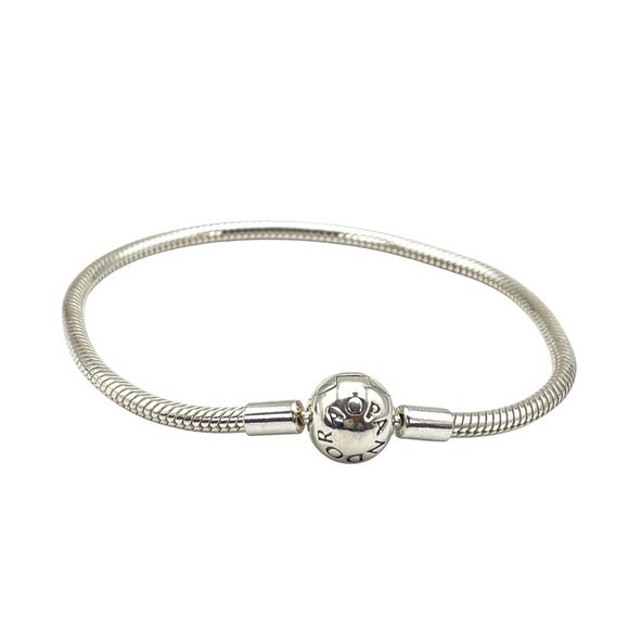 Pandora Smooth Sterling Silver Snake Chain Pandora Clasp Bracelet - 7.1 Inches - Picture 1 of 3